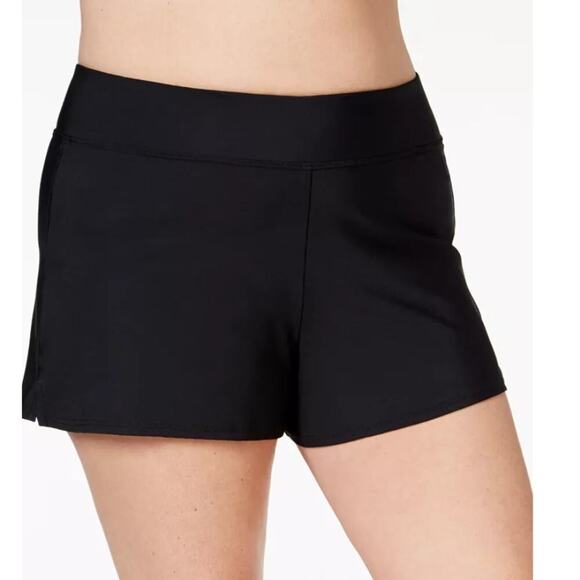 Swim Solutions Women's Pull On Lined Swim Short Beach Pool Size 22W Black NWT - Picture 1 of 9